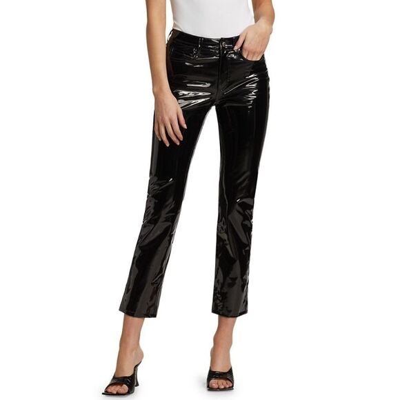 SSENSE Simon Miller wide leg patent faux leather zip up pants - Picture 1 of 15